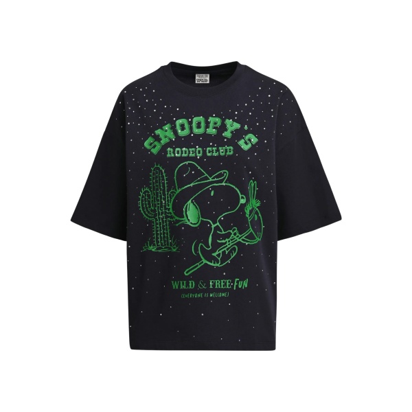 Navy and green Peanuts™ Snoopy rhinestone-embellished T-shirt