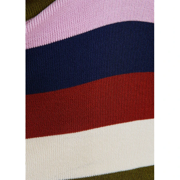 Essentiel Antwerp Navy and multicolor striped halterneck knit top, view 6