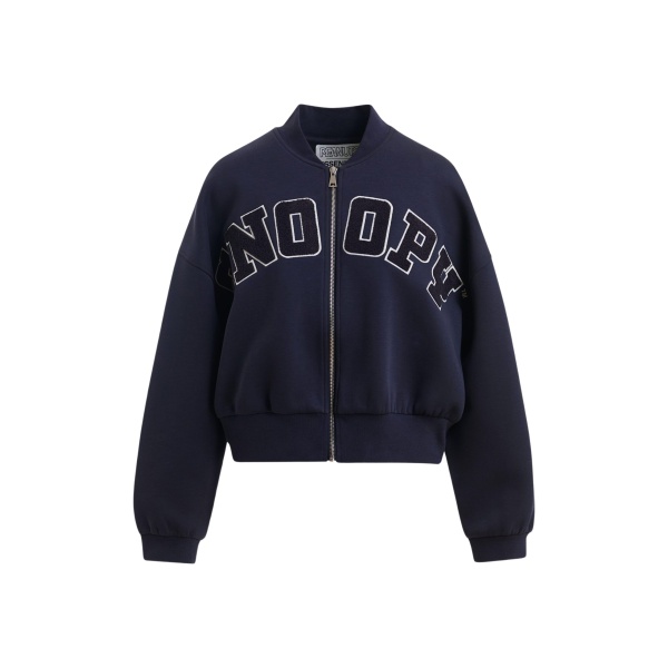 Navy bomber with Snoopy letter appliqués with separate iron-on patches