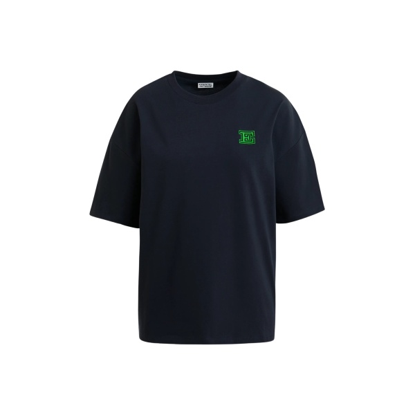 Navy cotton T-shirt with 'E' embroidery
