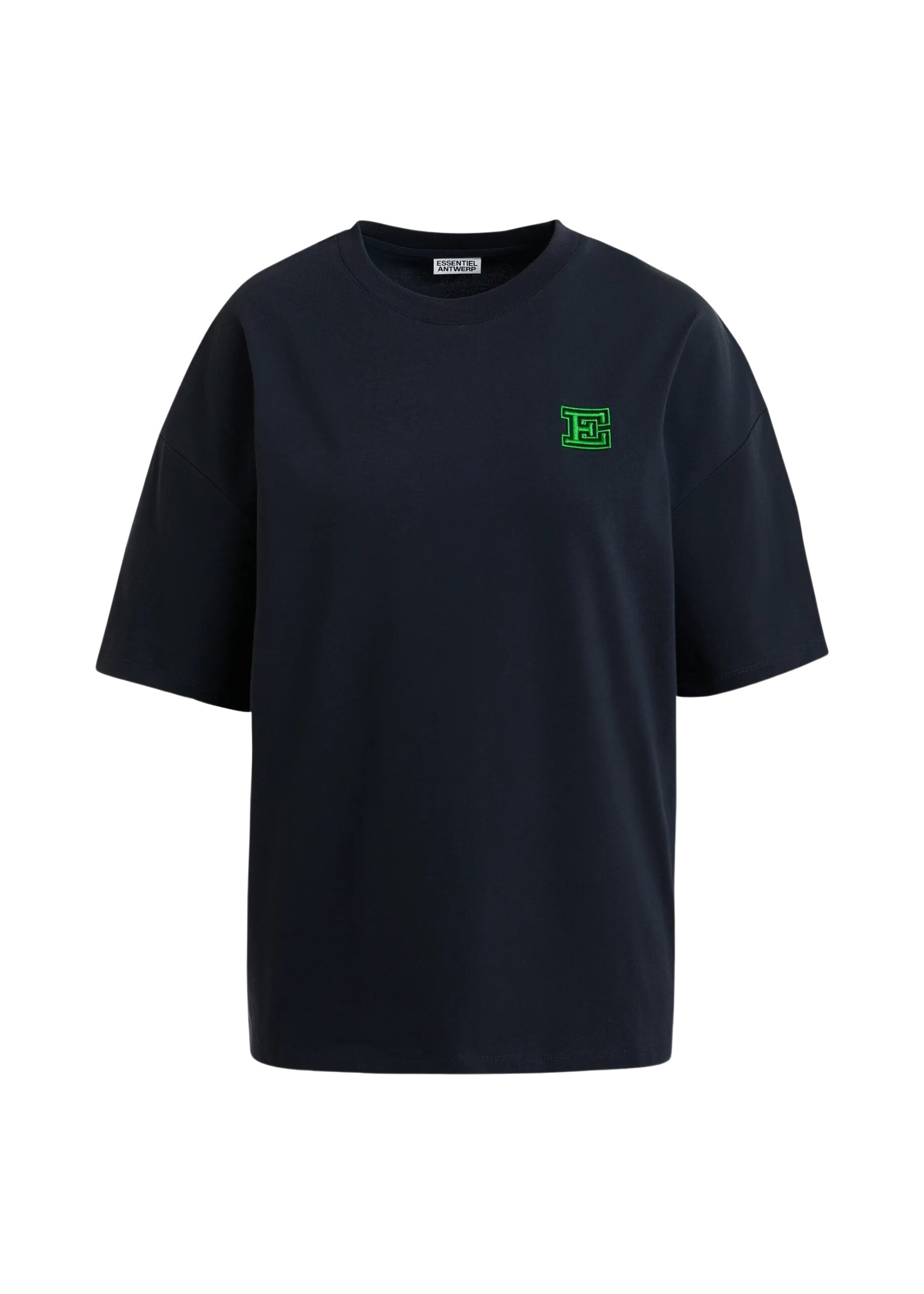 Navy cotton T-shirt with 'E' embroidery