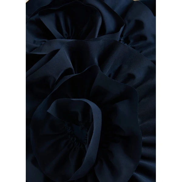 Essentiel Antwerp Navy cotton T-shirt with oversized floral ruffle detail Top, view 6