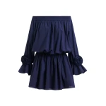 Essentiel Antwerp Navy strapless cotton mini dress with rosette details