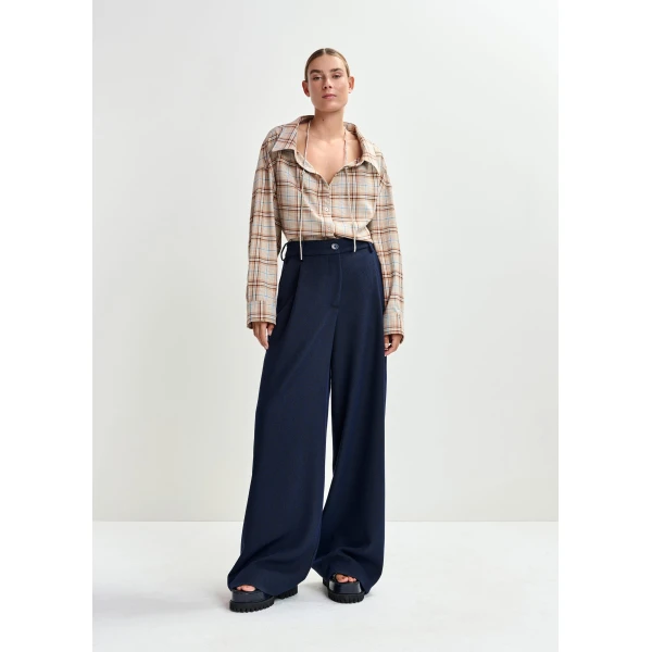 Essentiel Antwerp Navy wide-leg pants, view 2