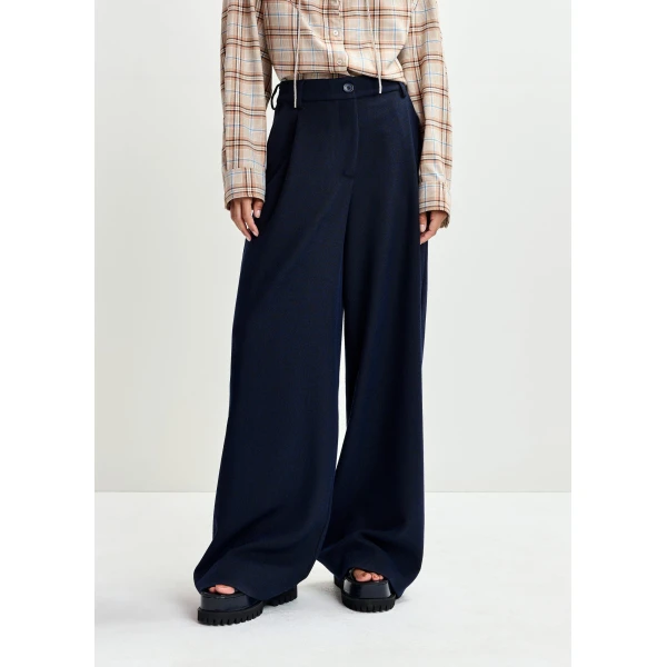Essentiel Antwerp Navy wide-leg pants, view 3