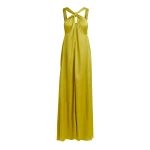 Essentiel Antwerp Ocher A-line halterneck maxi dress with crossover straps