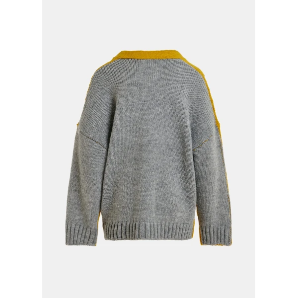 Essentiel Antwerp Ochre and grey wool-blend cardigan with contrasting back, view 2