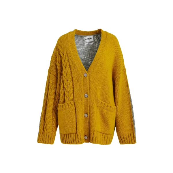 Essentiel Antwerp Ochre and grey wool-blend cardigan with contrasting back