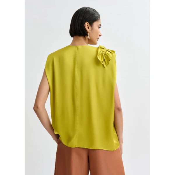 Essentiel Antwerp Ochre sleeveless top with ruffle detail, view 4