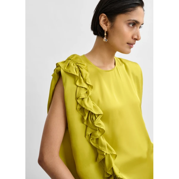 Essentiel Antwerp Ochre sleeveless top with ruffle detail, view 6