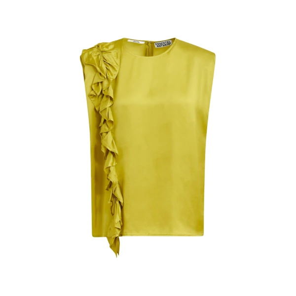 Essentiel Antwerp Ochre sleeveless top with ruffle detail