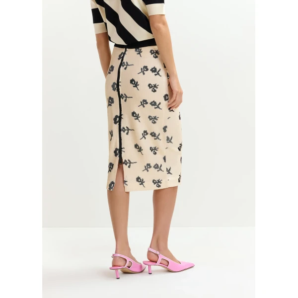 Essentiel Antwerp Off-white and black sequin-embellished pencil skirt, view 5