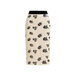 Essentiel Antwerp Off-white and black sequin-embellished pencil skirt