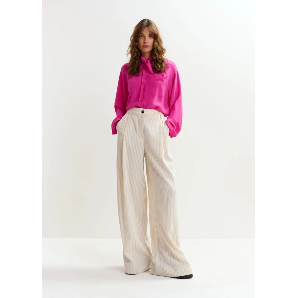 Essentiel Antwerp Off-white and black striped wide-leg pants, view 3