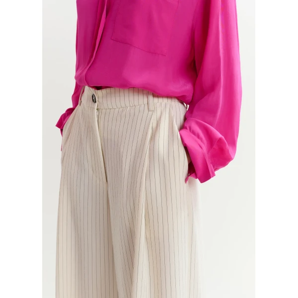 Essentiel Antwerp Off-white and black striped wide-leg pants, view 4