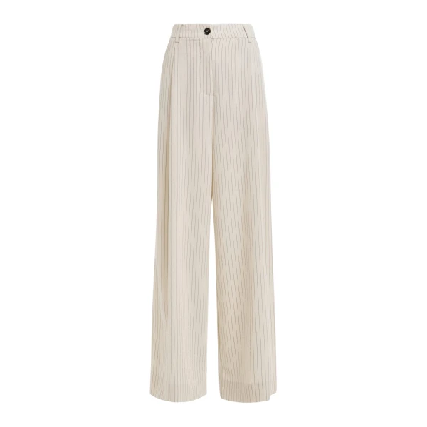 Essentiel Antwerp Off-white and black striped wide-leg pants