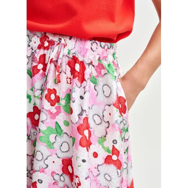 Essentiel Antwerp Off-white and multicolor floral-jacquard midi skirt, view 4