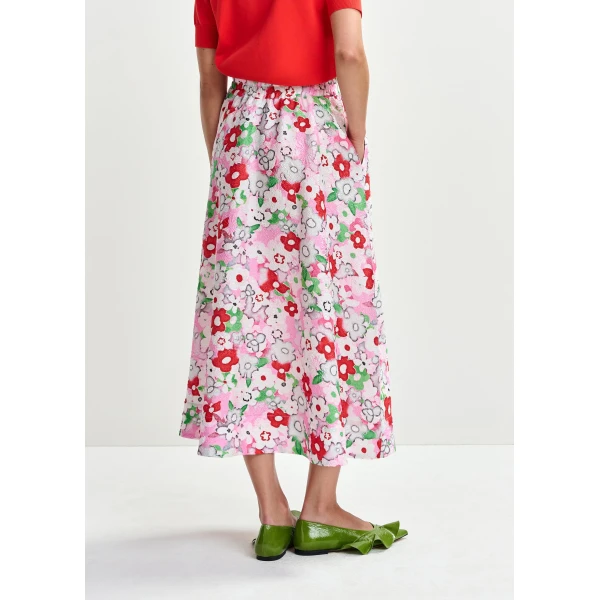Essentiel Antwerp Off-white and multicolor floral-jacquard midi skirt, view 5