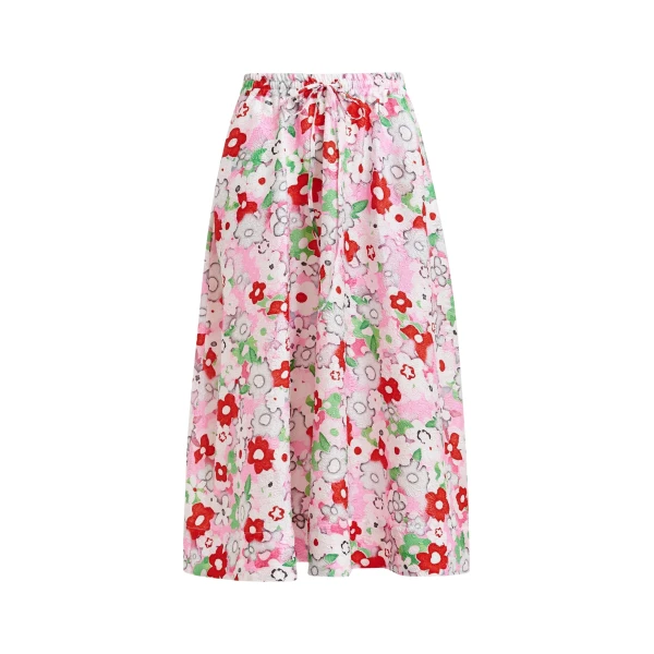 Essentiel Antwerp Off-white and multicolor floral-jacquard midi skirt
