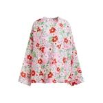Essentiel Antwerp Off-white and multicolor floral jacquard top