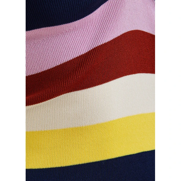 Essentiel Antwerp Off-white and multicolor striped halterneck knit top, view 6