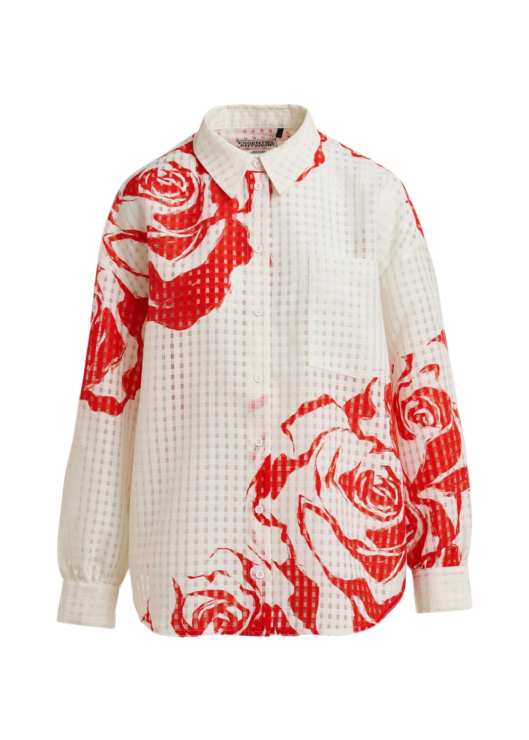 Off-white and orange oversized sheer printed shirt
