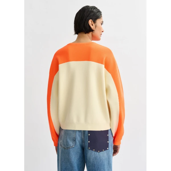 Essentiel Antwerp Off-white and orange two-tone sweater, view 4