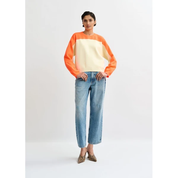 Essentiel Antwerp Off-white and orange two-tone sweater, view 6