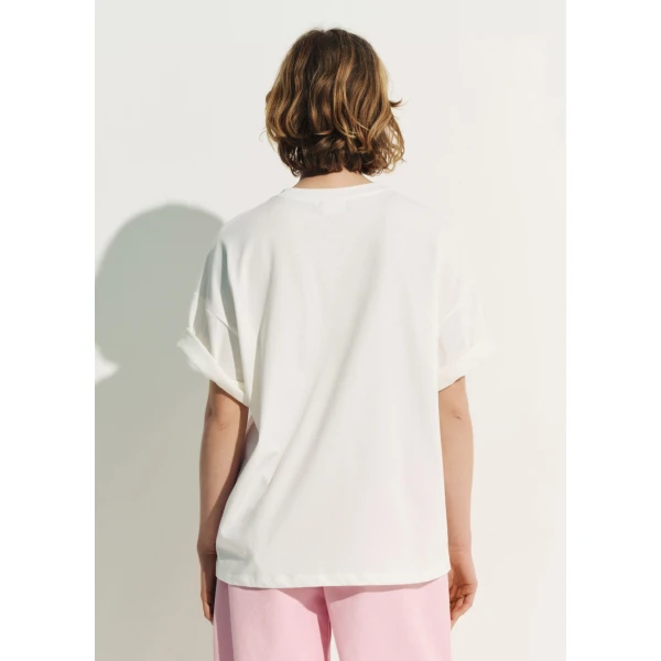 Essentiel Antwerp Off-white and red Peanuts™ Snoopy rhinestone-embellished T-shirt Top, view 5