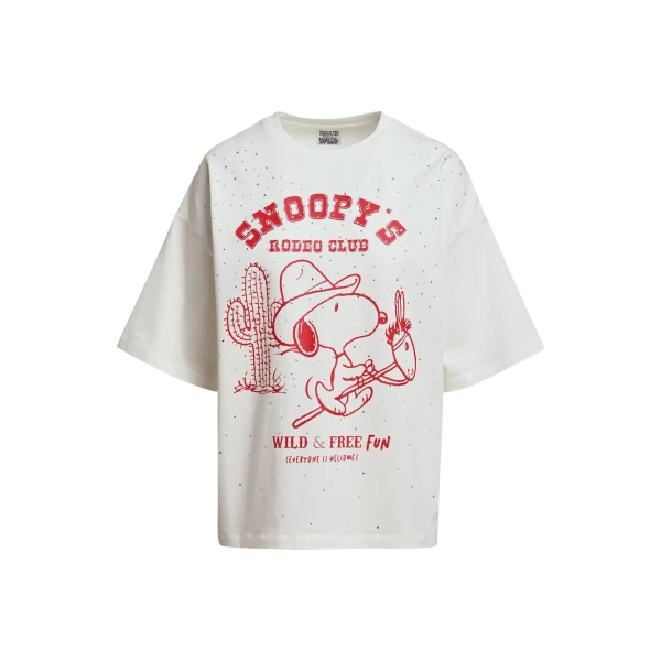 Essentiel Antwerp Off-white and red Peanuts™ Snoopy rhinestone-embellished T-shirt Top