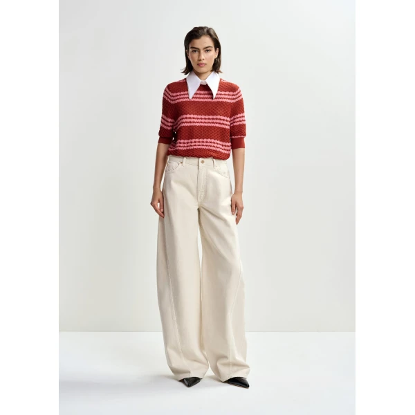 Essentiel Antwerp Off-white barrel-leg jeans, view 2