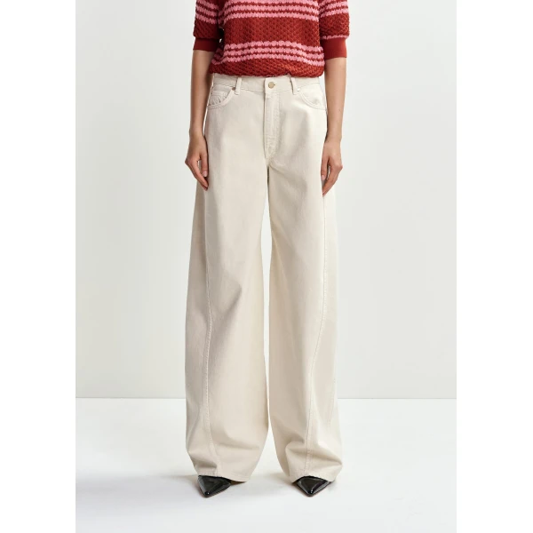 Essentiel Antwerp Off-white barrel-leg jeans, view 3
