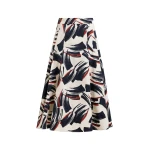Essentiel Antwerp Off-white, black and brown a-line midi skirt