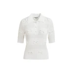 Essentiel Antwerp Off-white bow-embellished knit polo