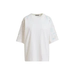 Essentiel Antwerp Off-white cotton T-shirt with sequin and bead embellishments Top
