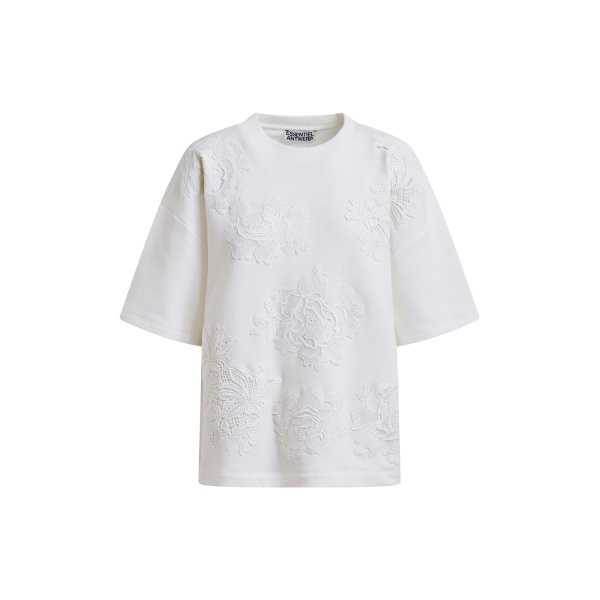 Off-white floral lace-embellished sweatshirt