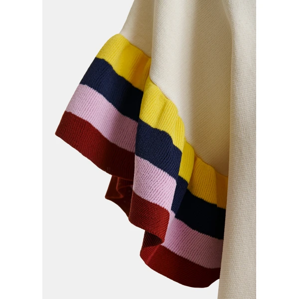 Essentiel Antwerp Off-white knitted top with multicolored striped layered sleeves, view 6