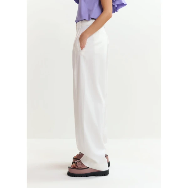 Essentiel Antwerp Off-white organic cotton wide-leg pants, view 5