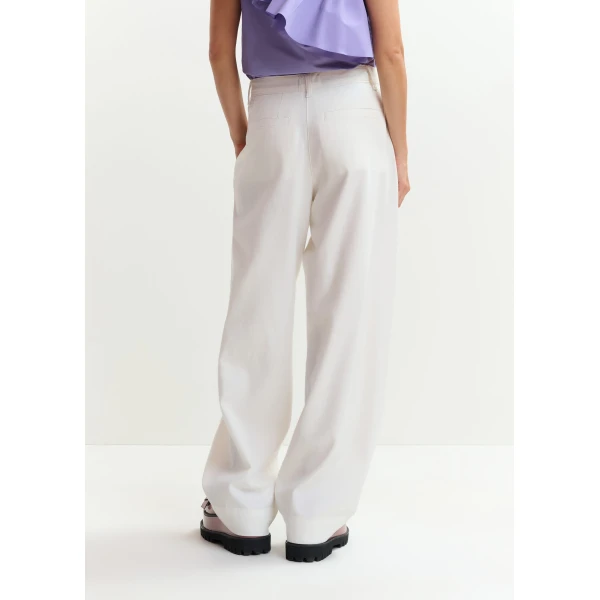 Essentiel Antwerp Off-white organic cotton wide-leg pants, view 6