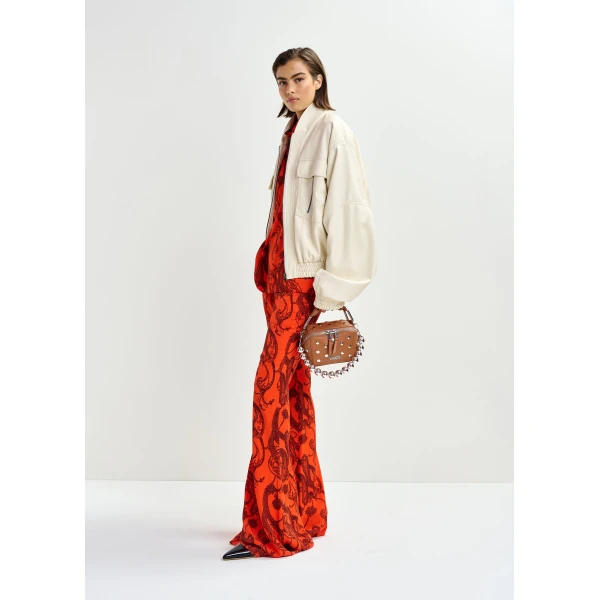 Essentiel Antwerp Off-white oversized faux-leather bomber jacket, view 5