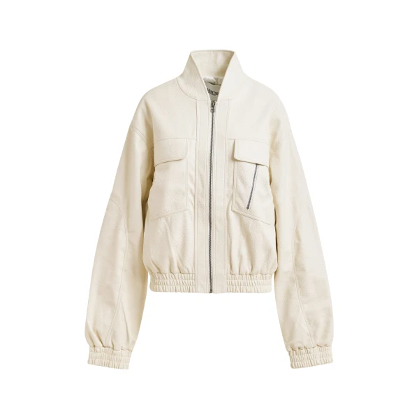 Essentiel Antwerp Off-white oversized faux-leather bomber jacket