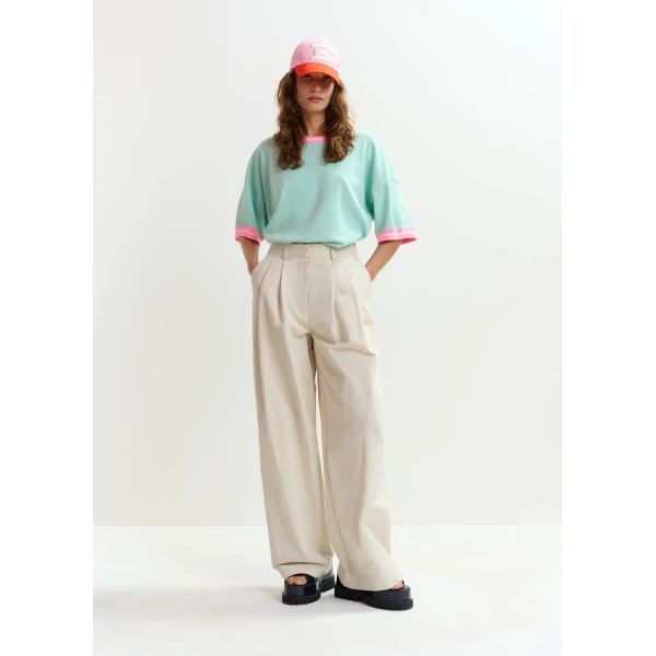 Essentiel Antwerp Off-white pleated wide-leg pants, view 2