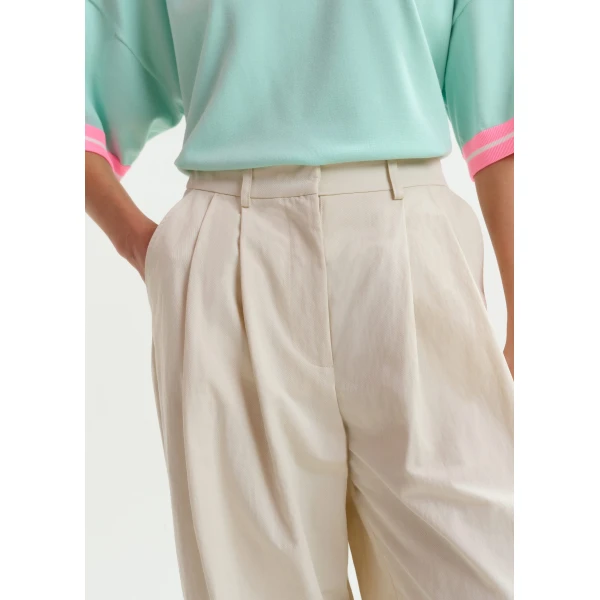 Essentiel Antwerp Off-white pleated wide-leg pants, view 3