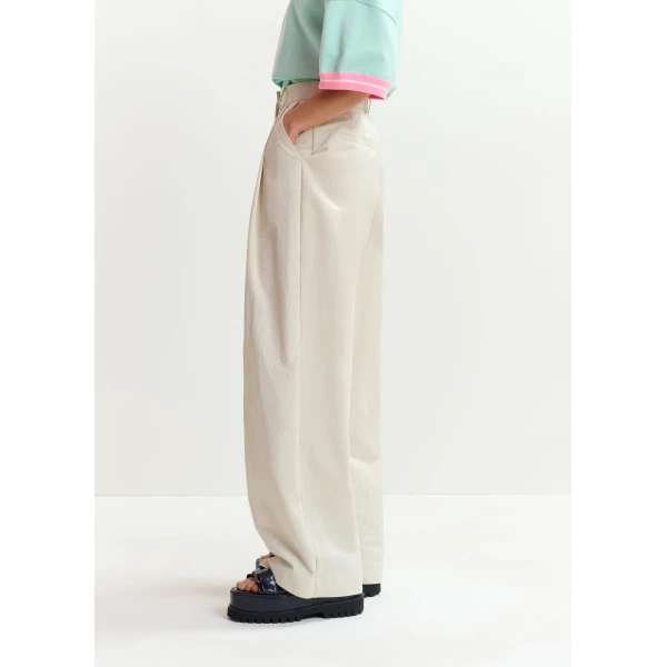 Essentiel Antwerp Off-white pleated wide-leg pants, view 4