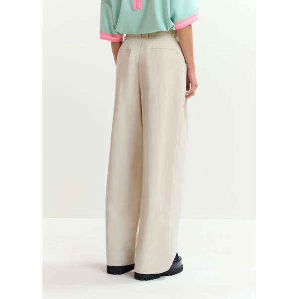 Essentiel Antwerp Off-white pleated wide-leg pants, view 5