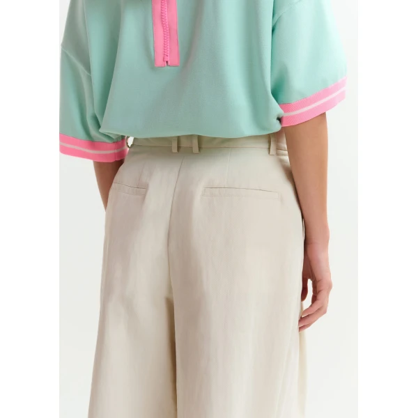 Essentiel Antwerp Off-white pleated wide-leg pants, view 6