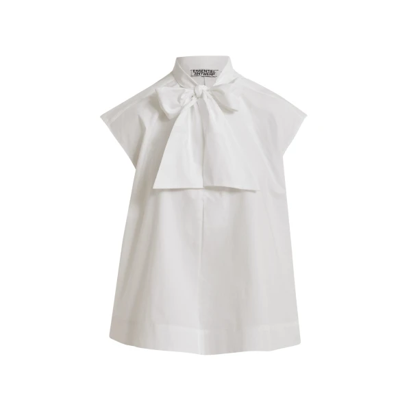 Essentiel Antwerp Off-white sleeveless top with tie neckline