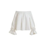 Essentiel Antwerp Off-white strapless cotton top with rosette details