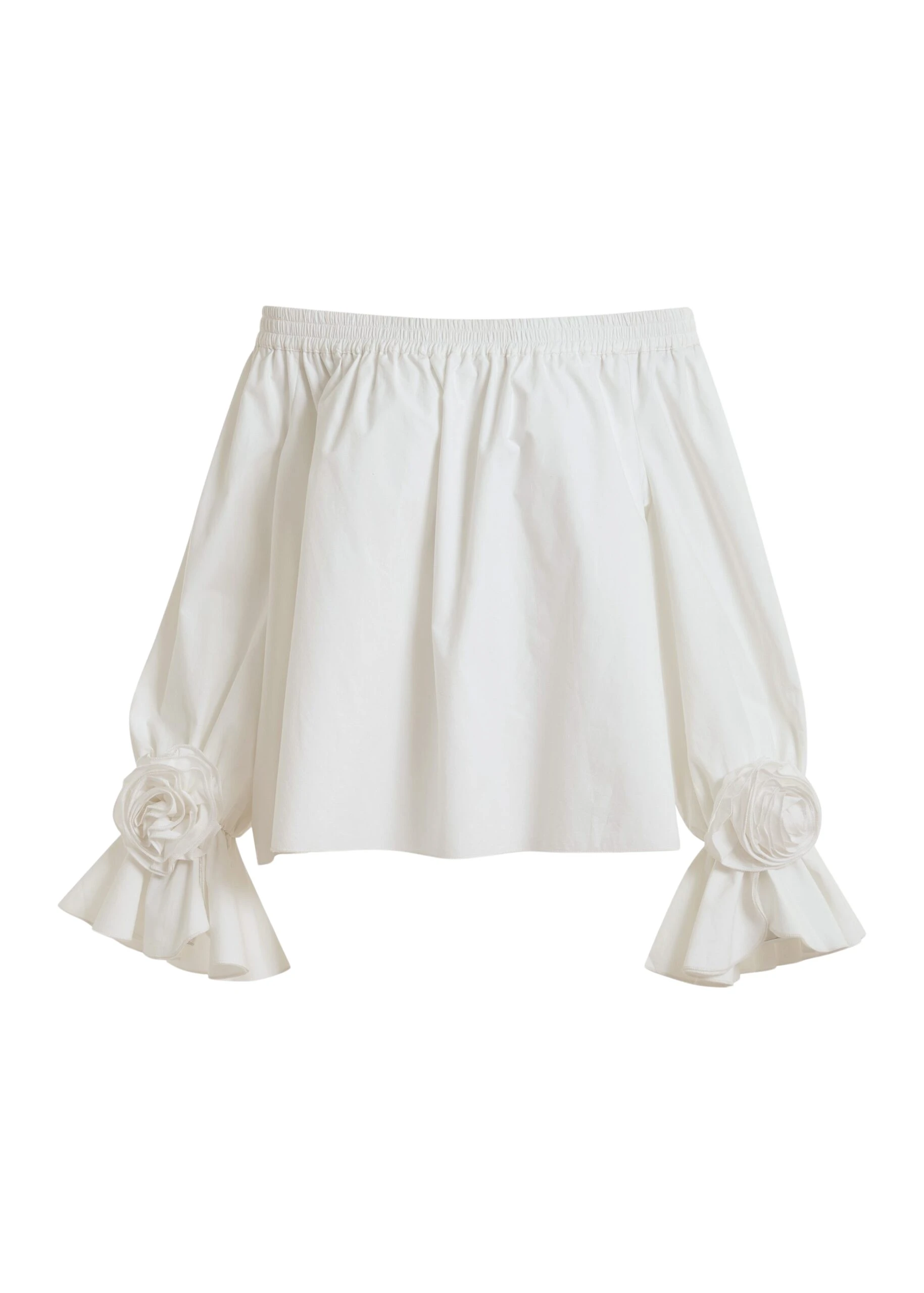 Essentiel-Antwerp-Off-white-strapless-cotton-top-with-rosette-details-scaled81056_nobg Essentiel Antwerp Off-white strapless cotton top with rosette details