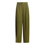 Essentiel Antwerp Olive green barrel-leg pants with twisted side seams